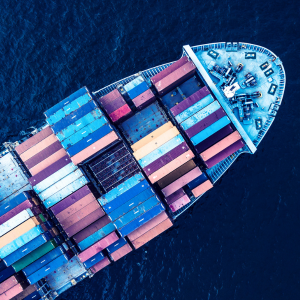 container ship from above